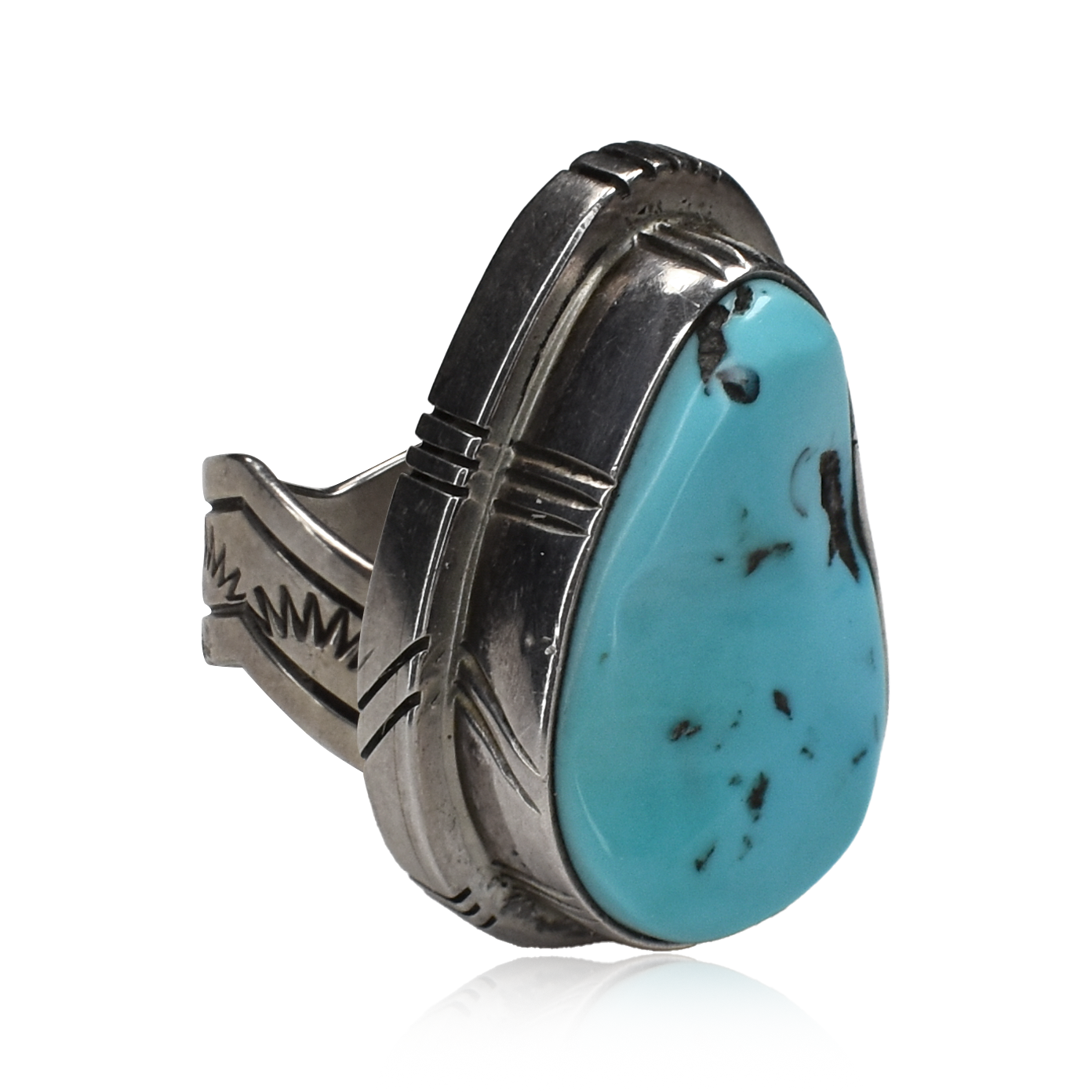 Sleeping Beauty Turquoise Sunrise Band Bezeled Vintage Ring