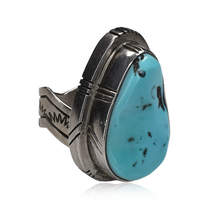 Sleeping Beauty Turquoise Sunrise Band Bezeled Vintage Ring