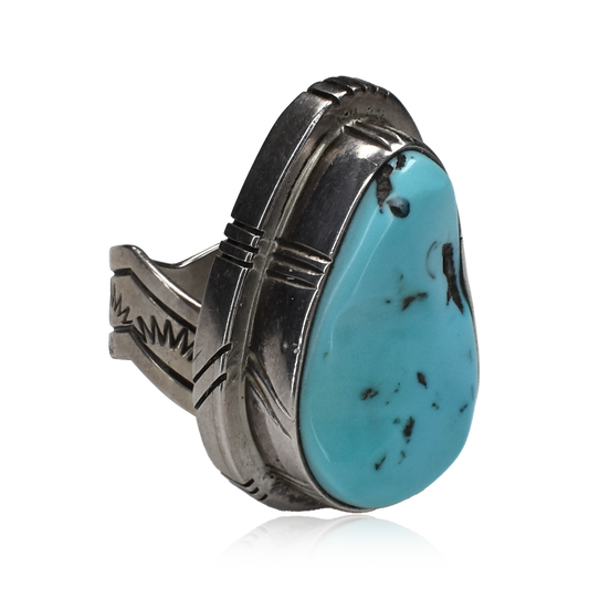 Sleeping Beauty Turquoise Sunrise Band Bezeled Vintage Ring