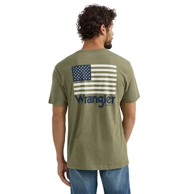 Wrangler Men's American Flag Graphic Short Sleeve Tee - Lichen Green