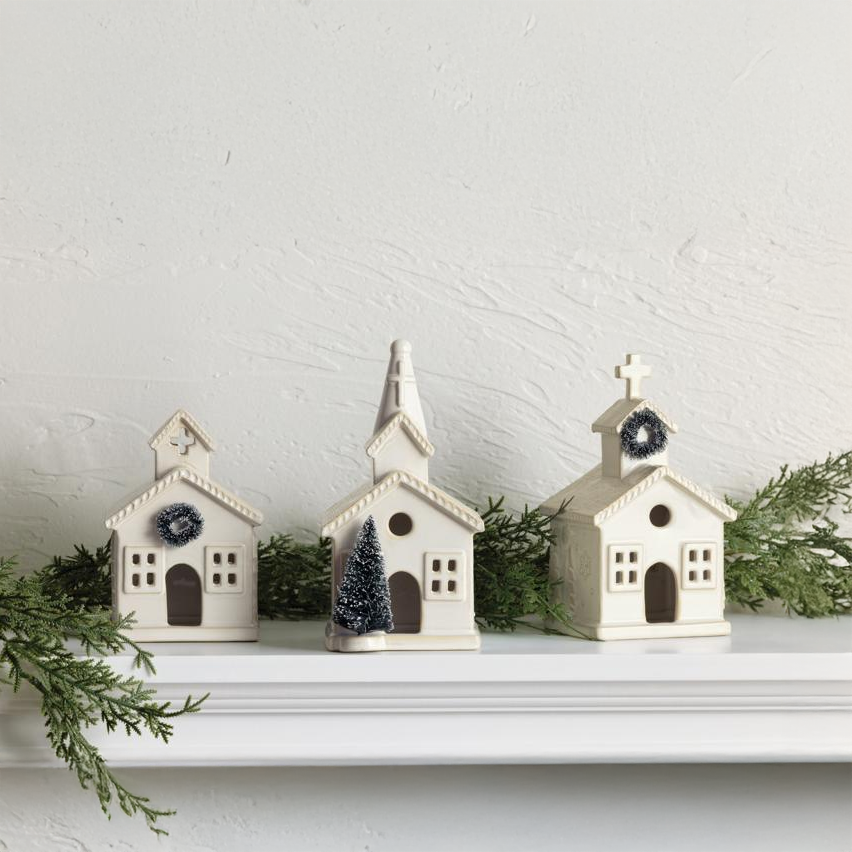 Milk Glaze Stoneware Church Sitters