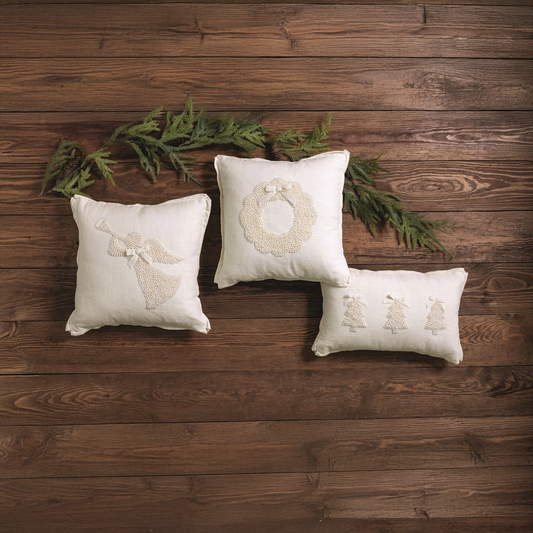 White Christmas Pearl Beaded Pillows