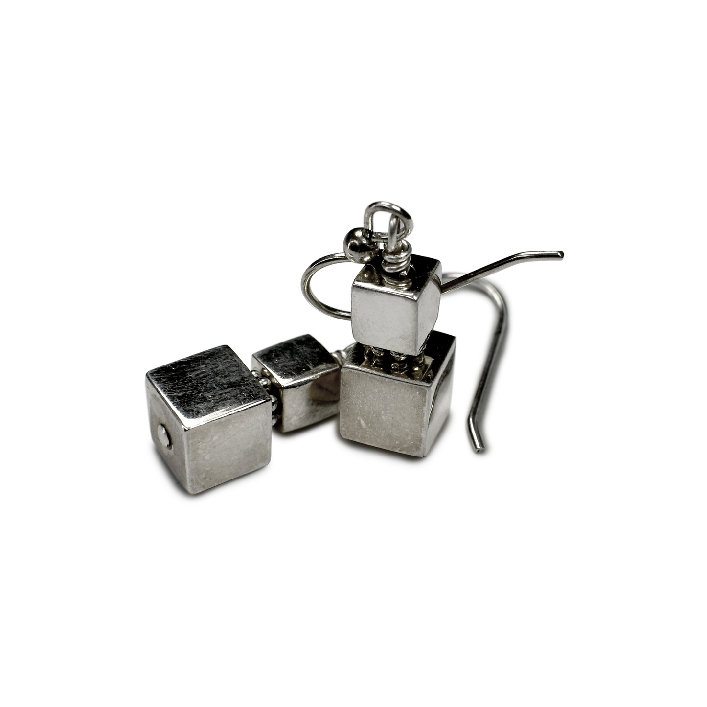 Sterling Silver Double Cube Totem Earrings