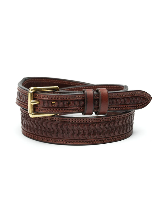 Texas Saddlery Swirl Stamped Tapered Leather Belt