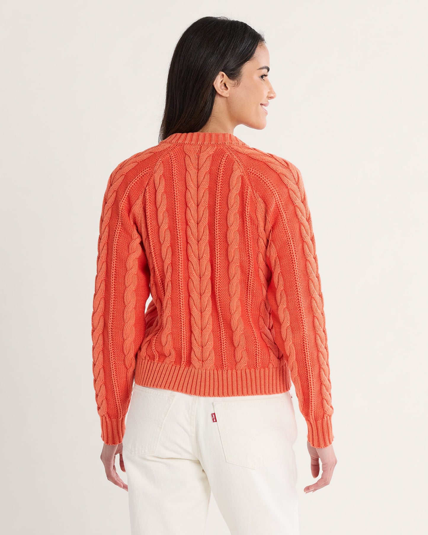 Pendleton Women's Cotton Cable Cardigan - Poppy