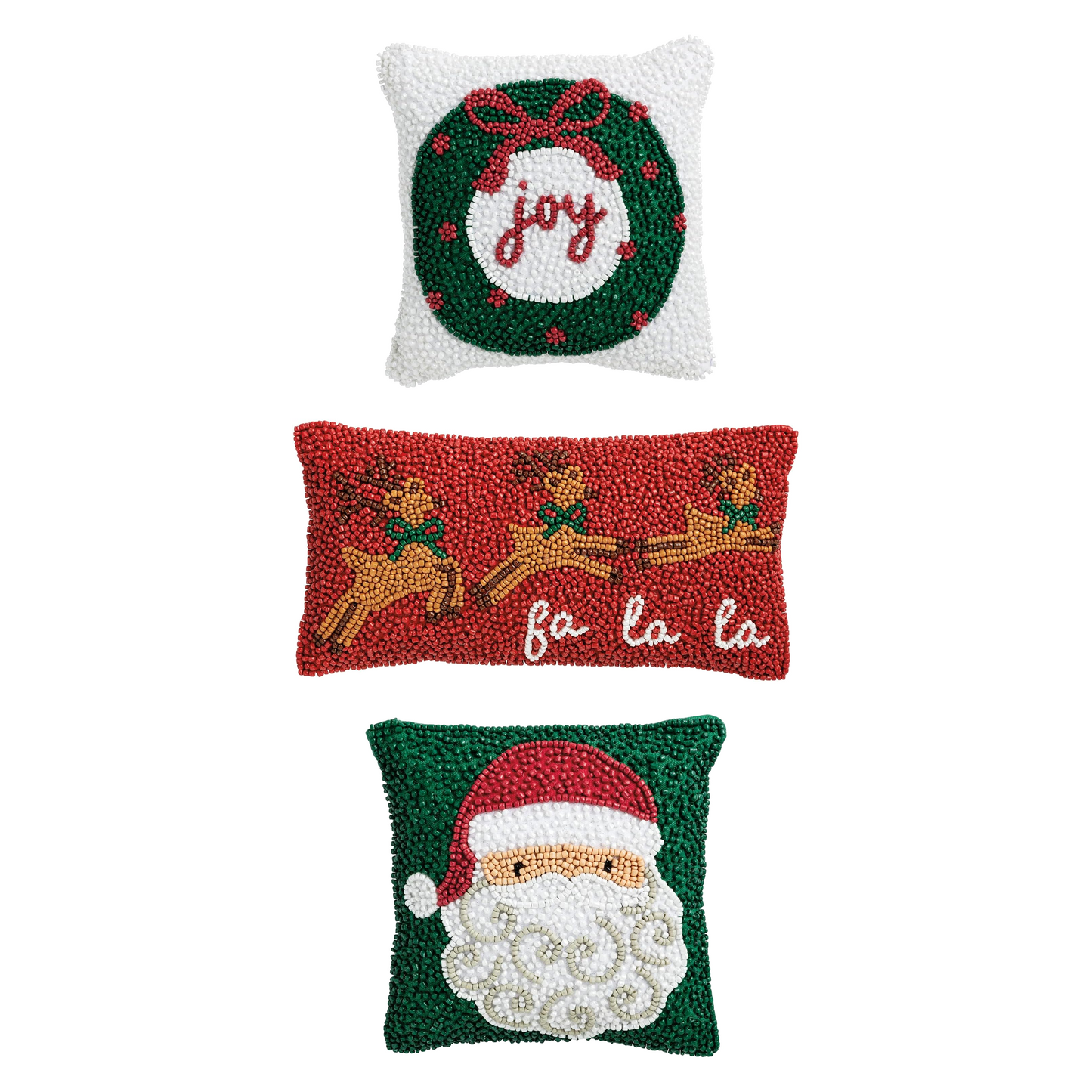 Beaded Cotton Christmas Mini Pillow