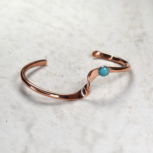 Wave Copper Cuff with Sleeping Beauty Turquoise by G. Skeets