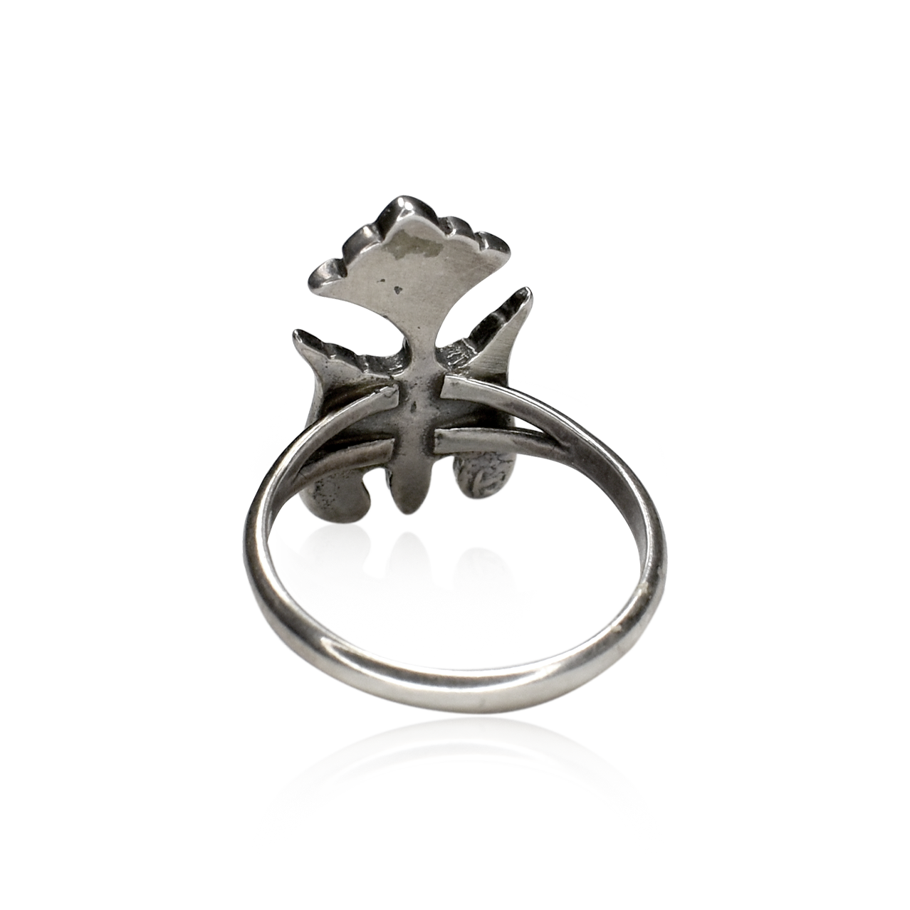 Vintage 1978 Ceremonial Eagle Indian Mountain Turquoise and Coral Chip Inlay Ring