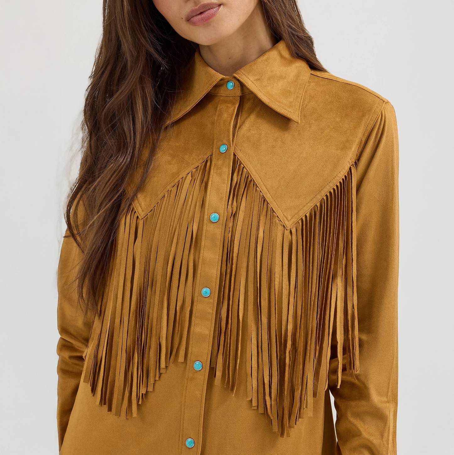 Wrangler x Lainey Wilson Fringe Snap Shirt - Bone Brown