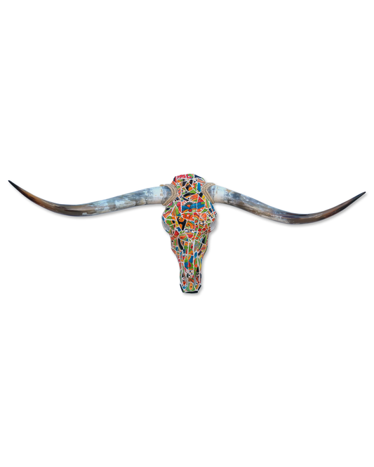 Large Talavera Mosaic Longhorn Skull