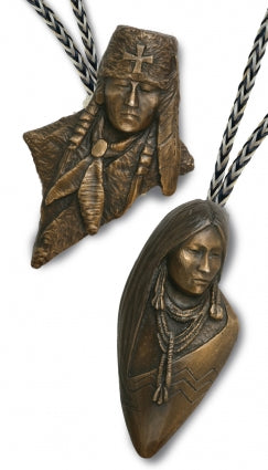 2008 Prix de West Bolo, Ute Warrior or Ute Maiden by Oreland C. Joe Sr. bronze