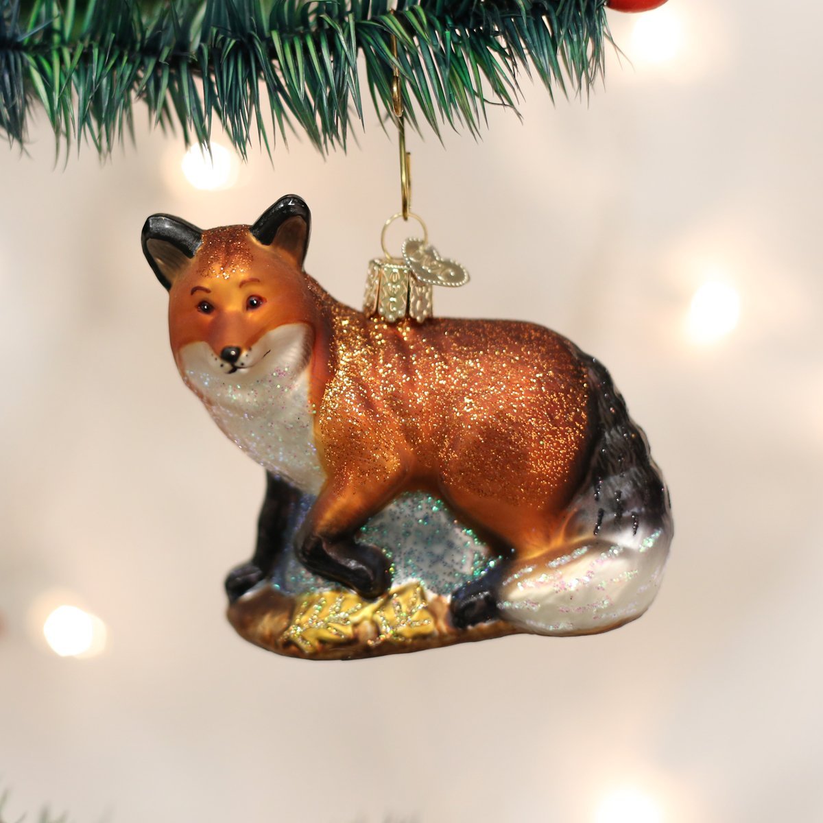 red fox christmas ornament glass hand-painted cunning trickster wise forest holiday gift old world tree