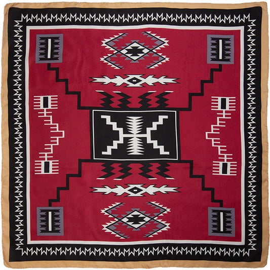 Aztec Silk Wild Rag - Maroon and Black
