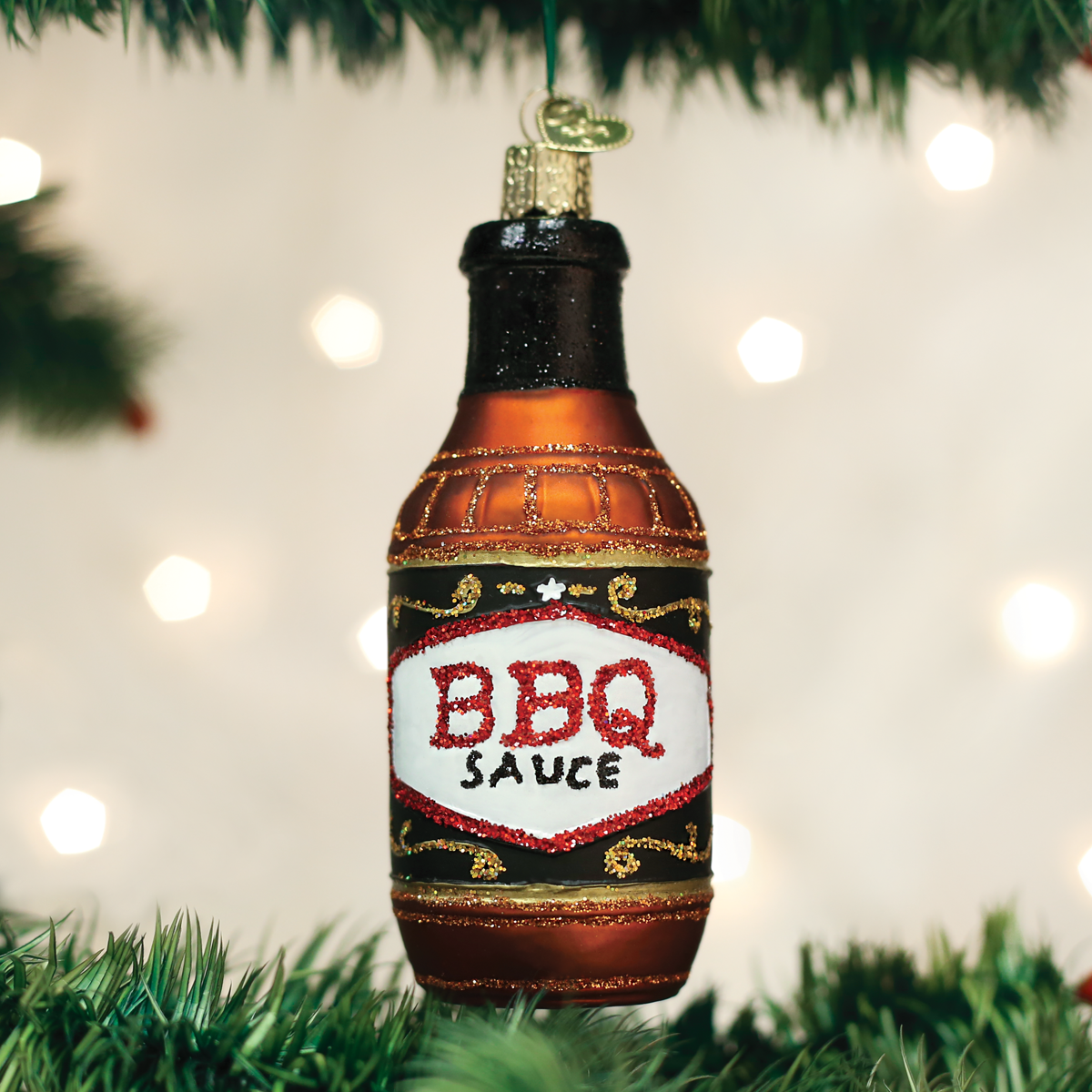 barbeque sauce ornament BBQ glass glitter Old World Christmas Ornaments gift saucy