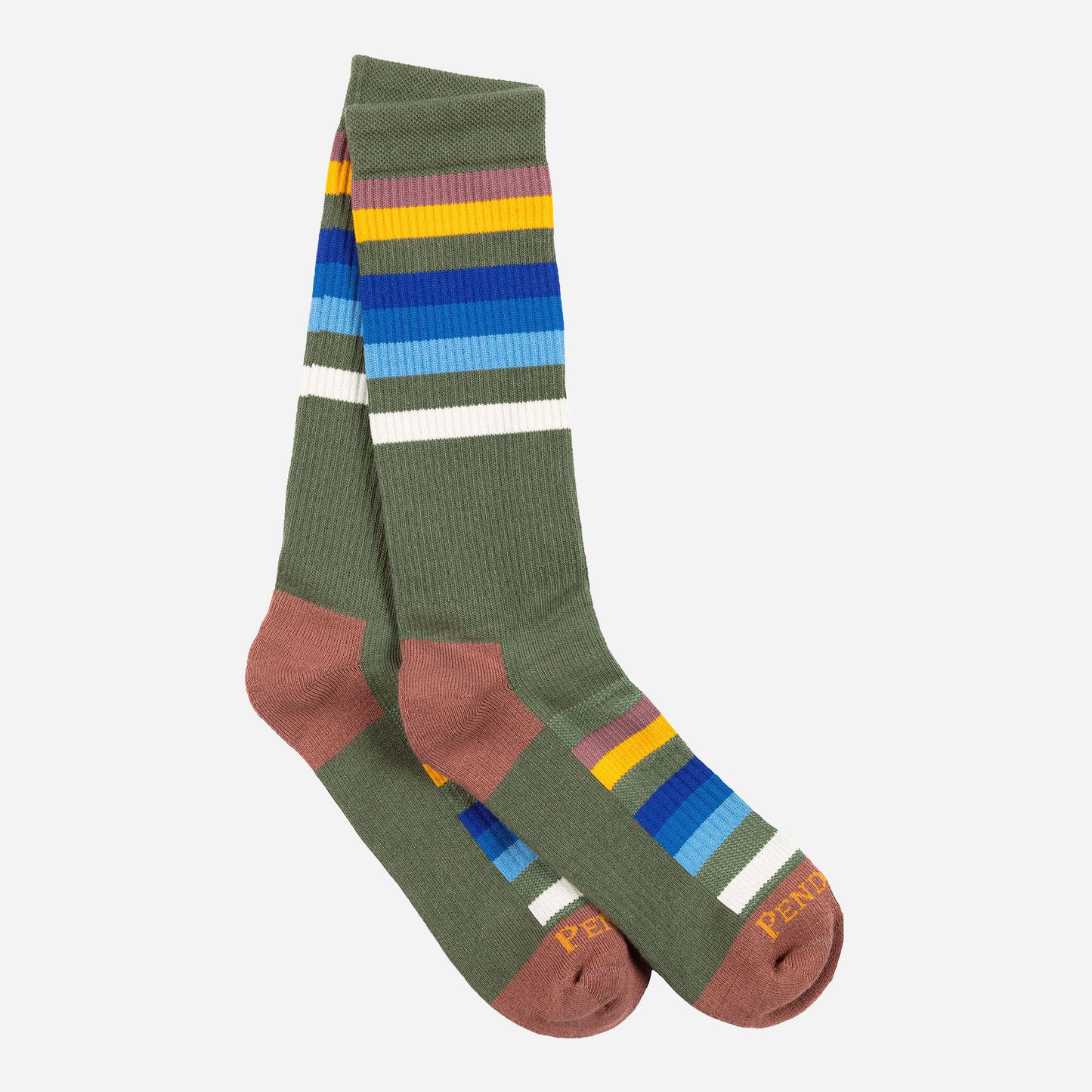 Pendleton Woolen mills National Parks adventure socks Rocky Mountain pattern quarter sock olive green