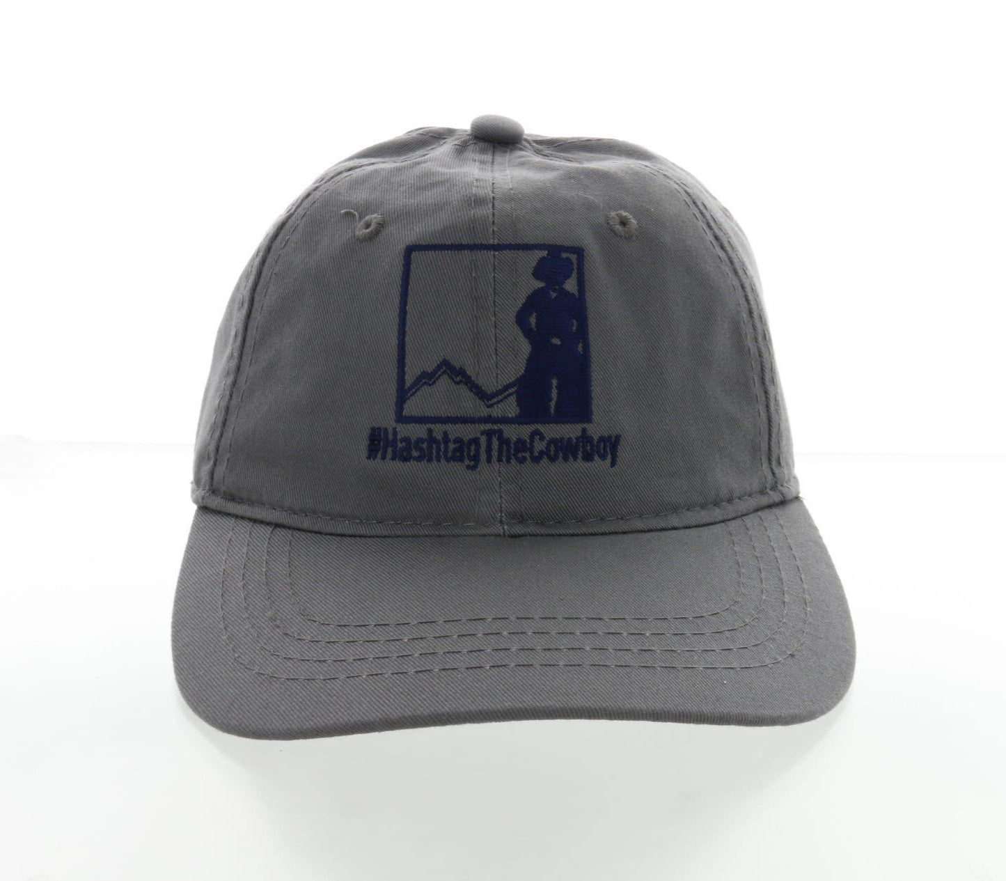cotton twill baseball cap ball hat sun protection gray grey thanks, tim hashtag the cowboy national cowboy and western heritage museum logo