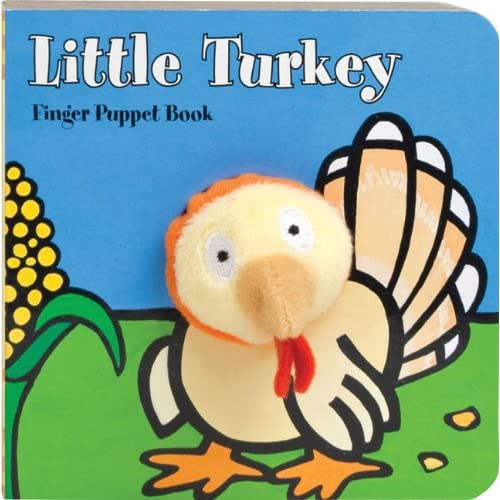 little turkey finger puppet book for children and parents to have interactive and fun reading with a plush peek-a-boo Thanksgiving friend