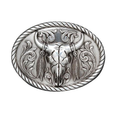 Oval Steer Skull Belt Buckle