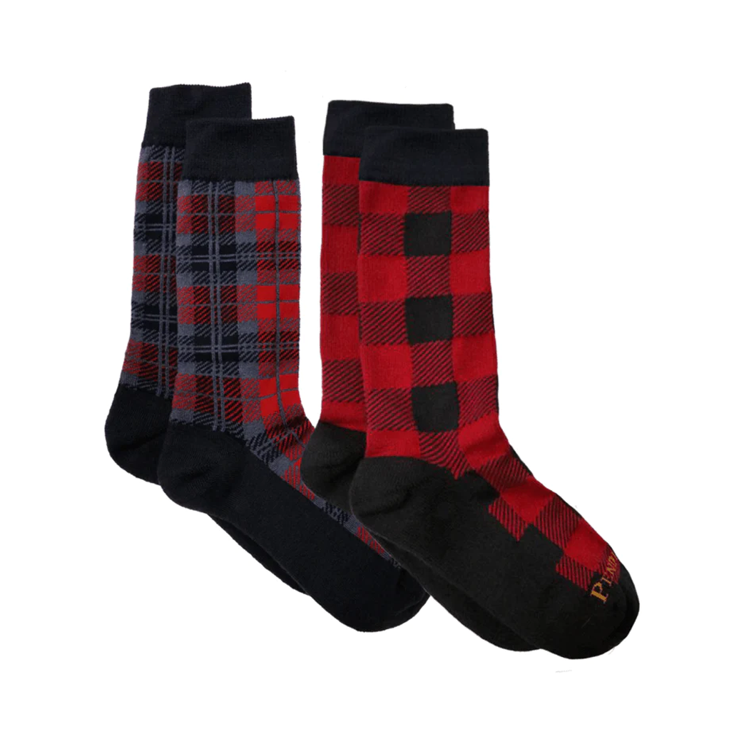 Pendleton 2-Pack Plaid Socks - Rob Roy Red & Black Watch Grey