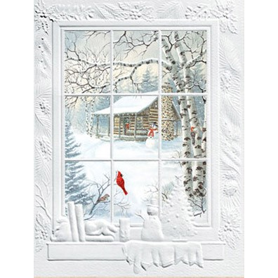 Cabin Window Christmas Cards - Box of 10