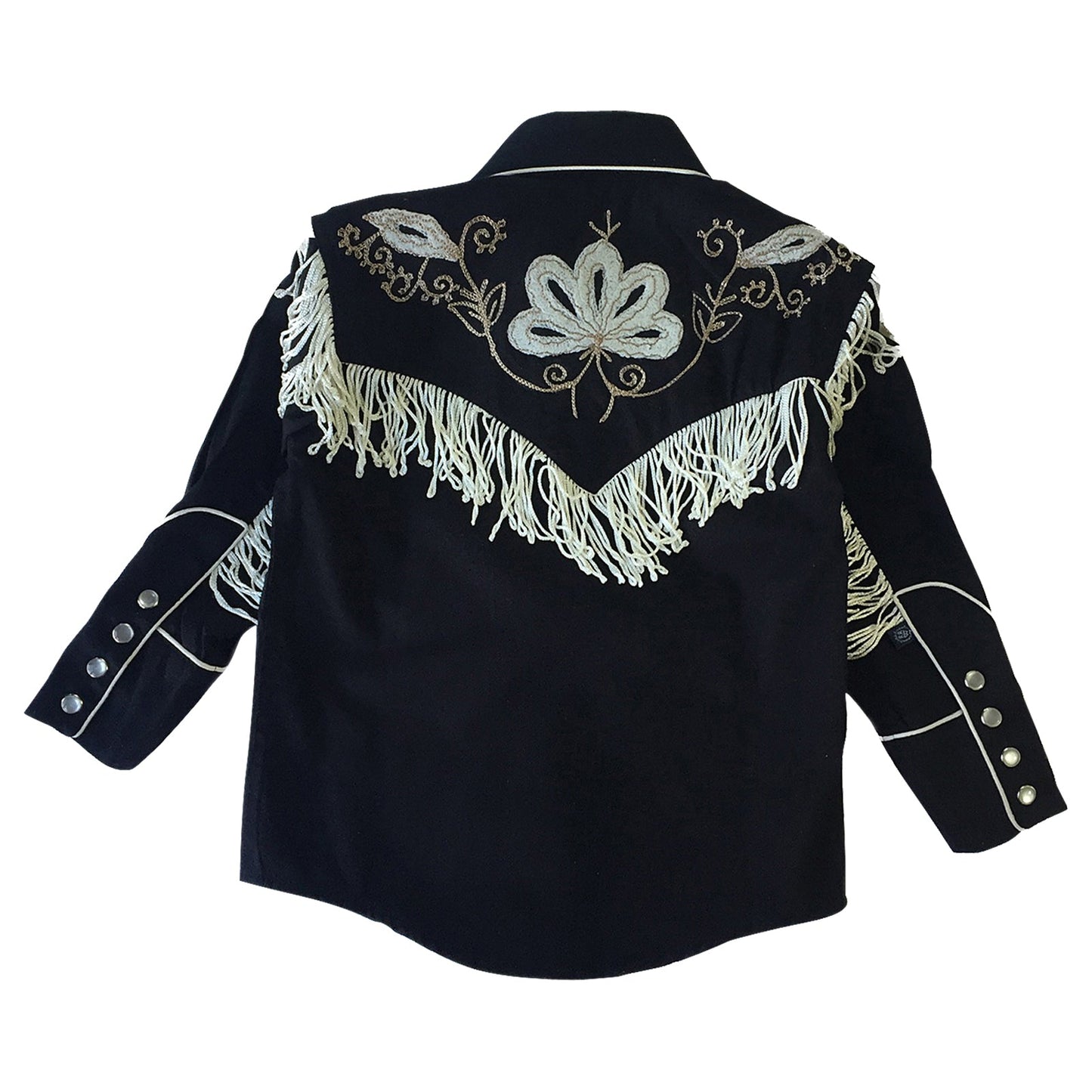 Rockmount Kid's Embroidered Vintage Fringe Black Western Shirt