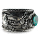 Turquoise Mountain Feathers & Stars Cuff by Terry Martinez - Rediscovered Vintage