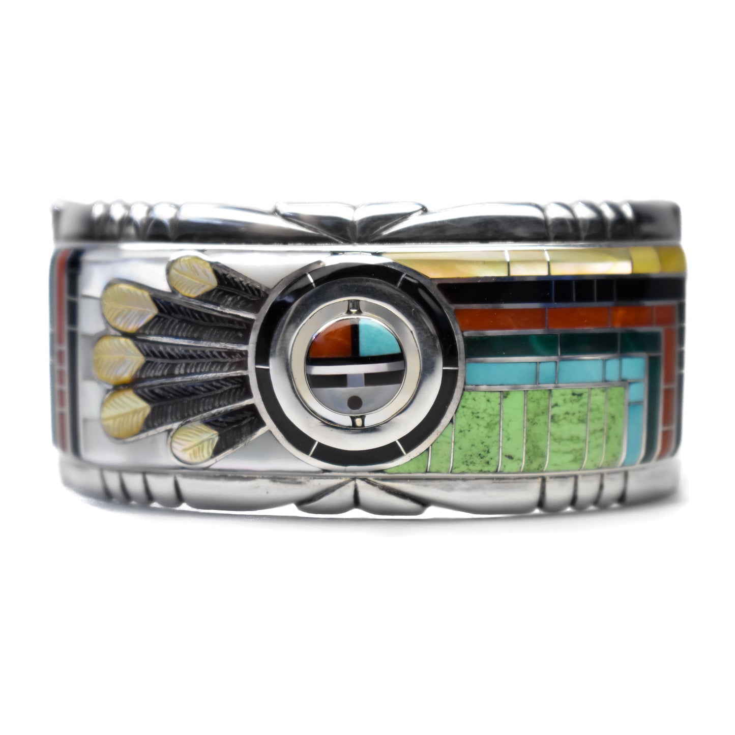 Spinning Sunface Multi-Stone Inlay Cuff by Don Dewa - Rediscovered Vintage