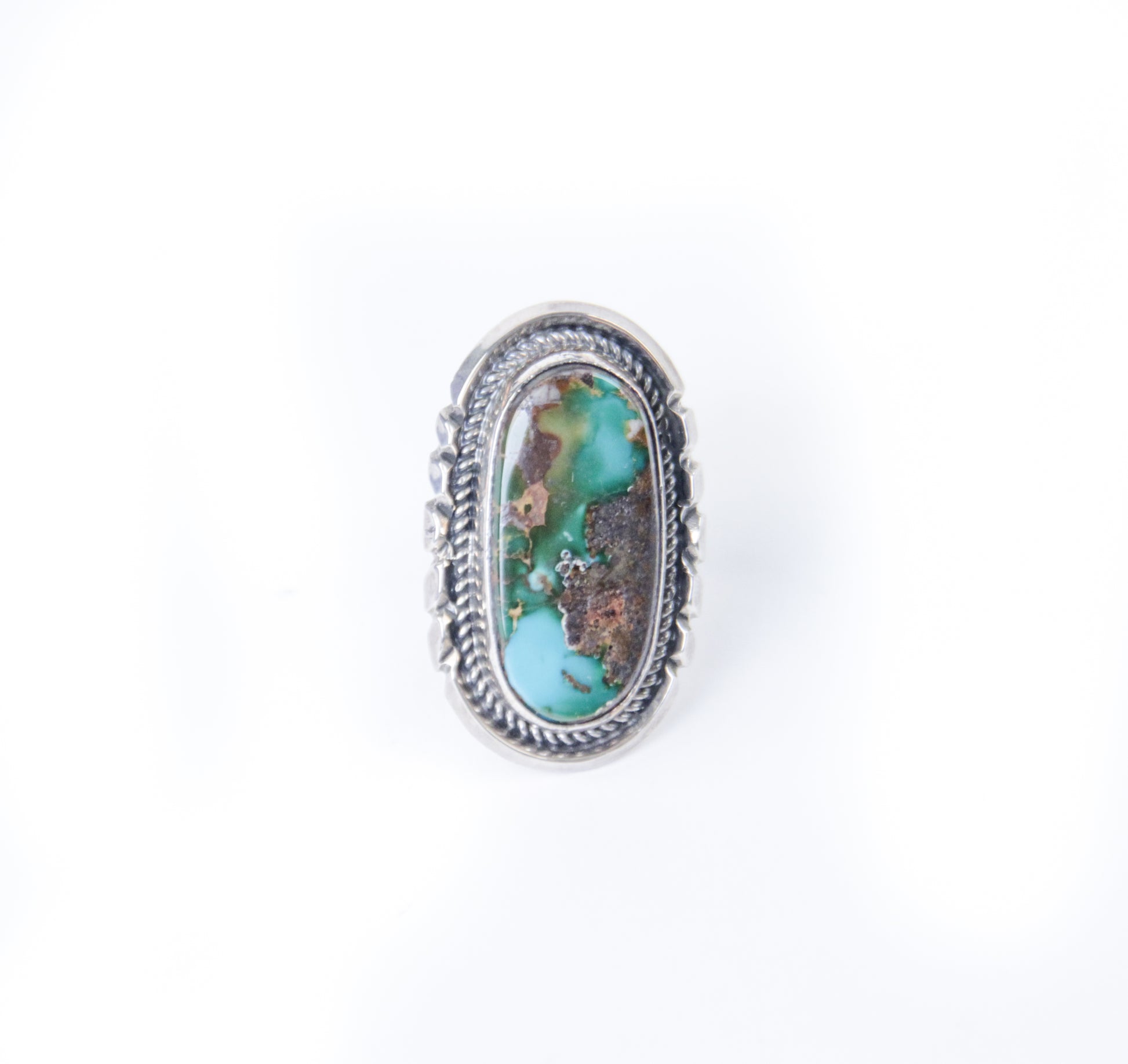 Royston turquoise ring oval shaped native american made handmade size 9.75 western statement pieces