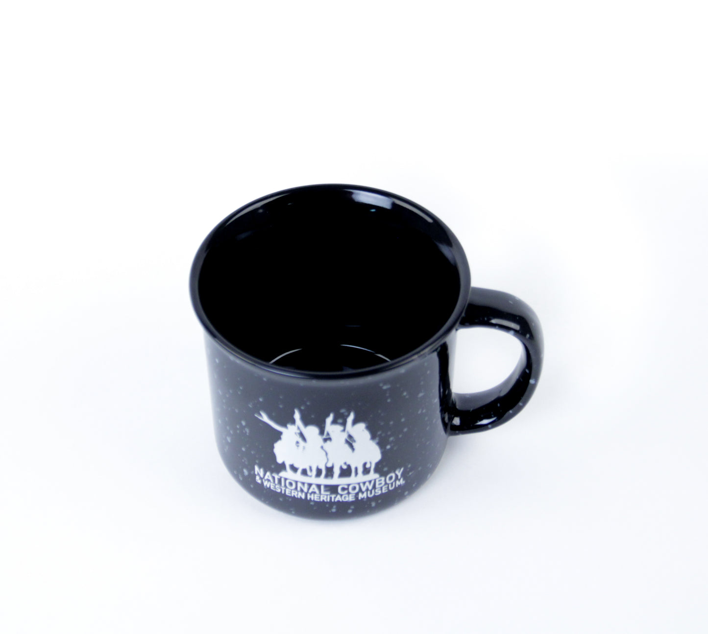 National Cowboy Museum black campfire mug ceramic coffee hot tea or soup cup drink in the morning like a cowboy ceramic glass 14 ounces