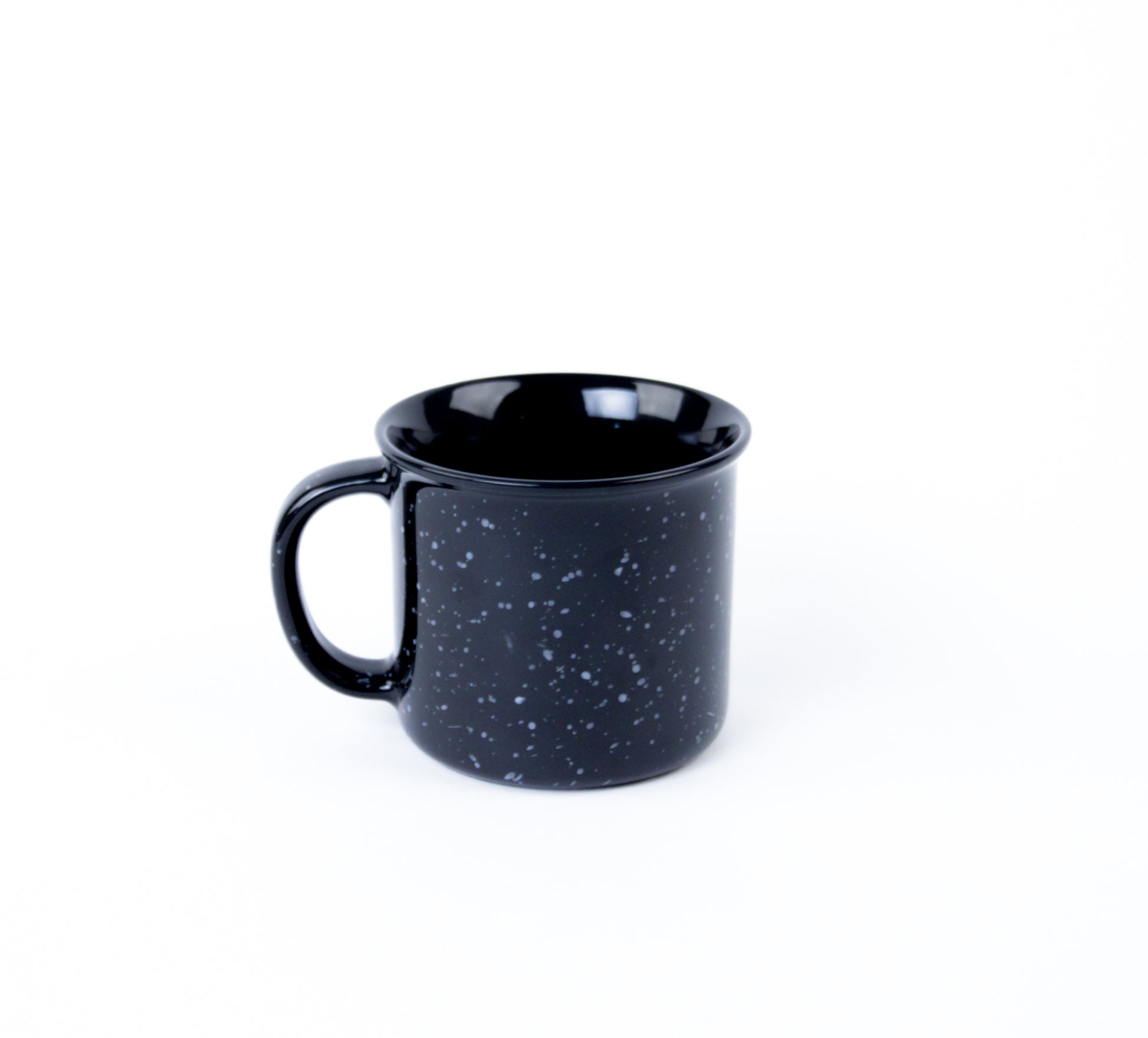 National Cowboy Museum black campfire mug ceramic coffee hot tea or soup cup drink in the morning like a cowboy ceramic glass 14 ounces back side view