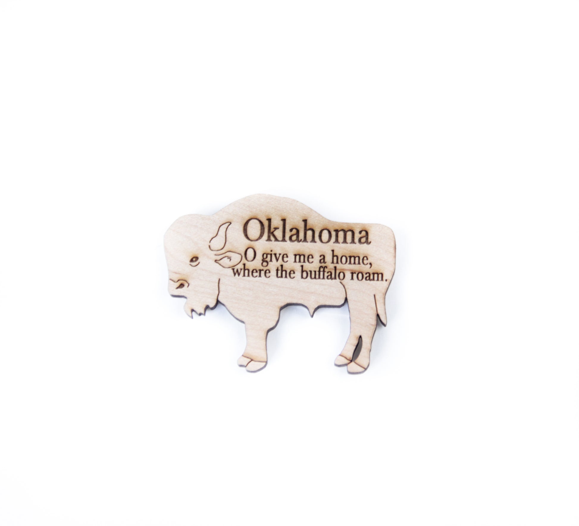 wooden buffalo magnet bison oklahoma souvenir home on the range snipet where the buffalo roam