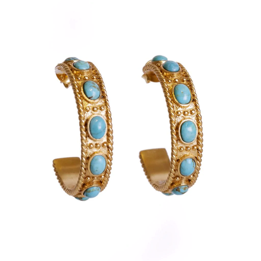 Christina Greene Southwestern Hoop Earrings - Turquoise