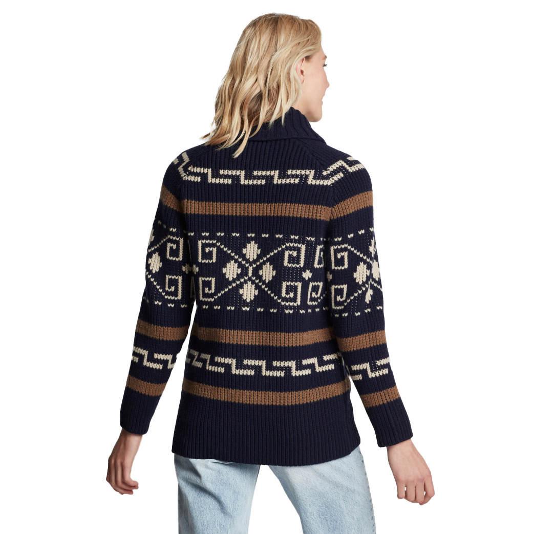 Pendleton Women s Long Westerly Cardigan Navy Brown Persimmon