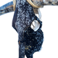 Large Black Cowhide & Flat Glass Longhorn Skull