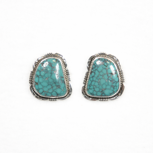 Spiderweb Turquoise Stud Earrings by Brenda Jiminez