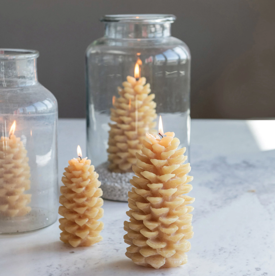4" Pinecone Shaped Candle - Cream