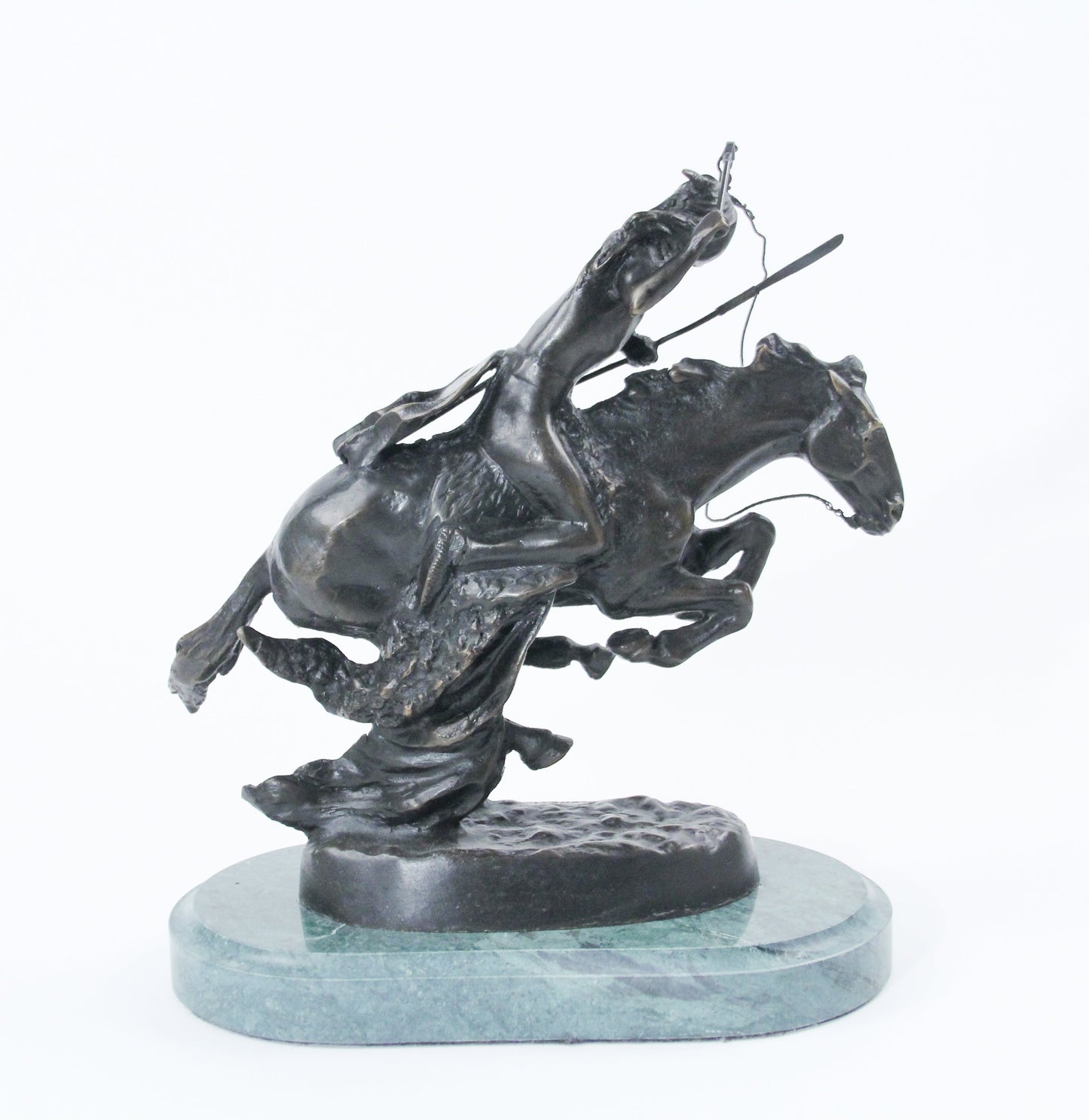 The Cheyenne sculpture bronze cast replica Frederic Remington western artist warrior riding into battle on his horse back