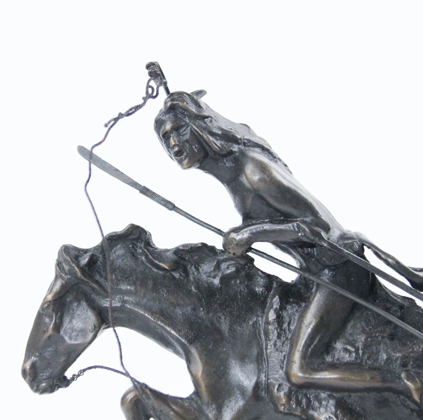 The Cheyenne sculpture bronze cast replica Frederic Remington western artist warrior riding into battle on his horse detail