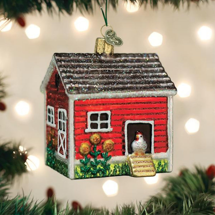 chicken coop ornament from old world christmas tree gift urban farmhouse chickens holiday on the tree