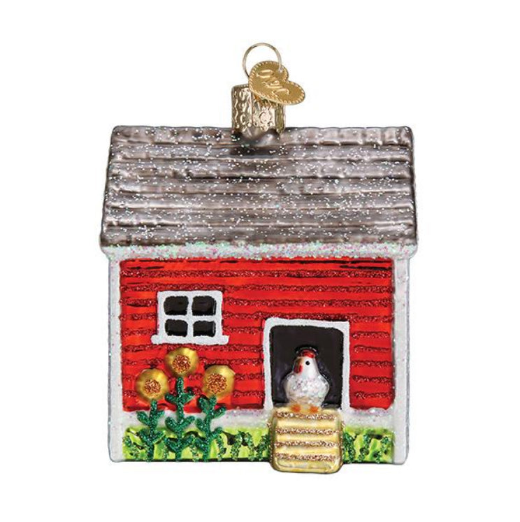 chicken coop ornament from old world christmas tree gift urban farmhouse chickens holiday front