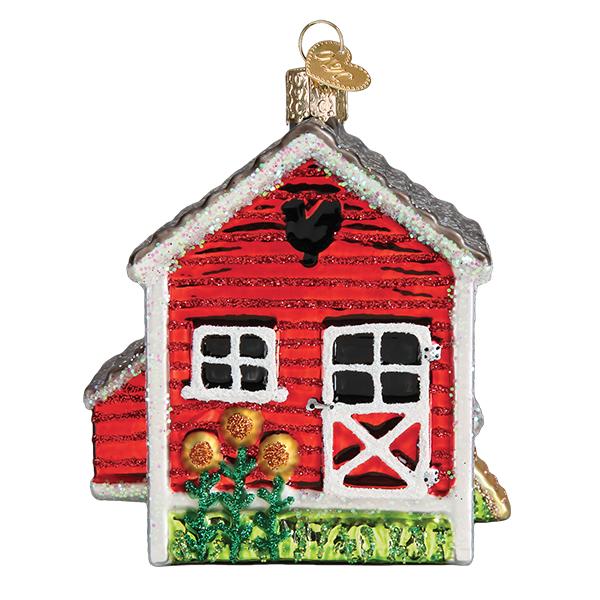 chicken coop ornament from old world christmas tree gift urban farmhouse chickens holiday side view