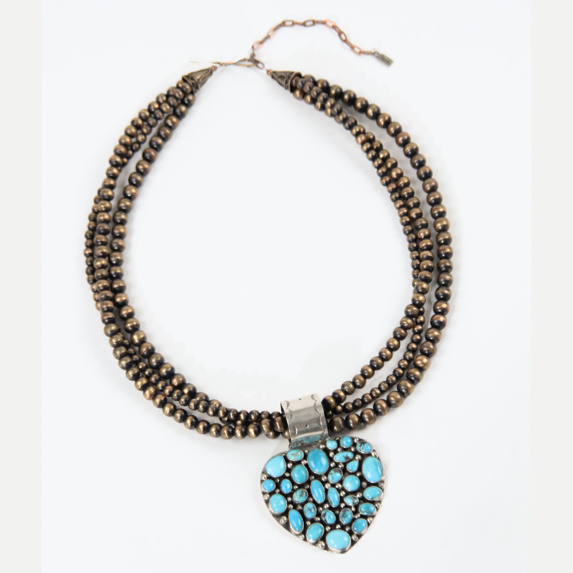 Turquoise heart pendant Rocki Gorman bold statement jewelry women western southwestern blue full set