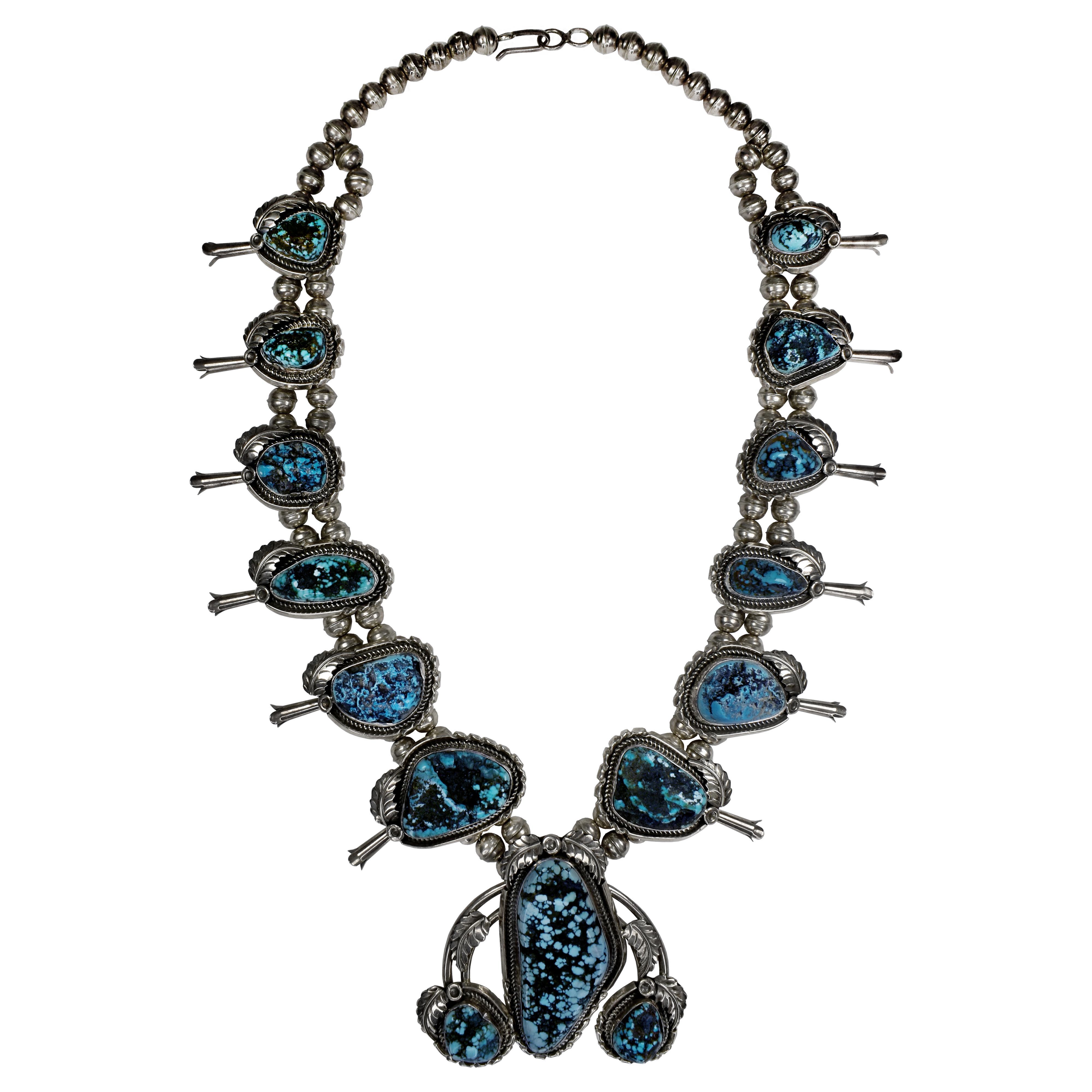 Retro Coin Silver + Turquoise Squash Blossom Necklace – A. Brandt + Son