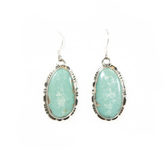 White Water Turquoise Hand-Tooled Earrings by Greg Secatero