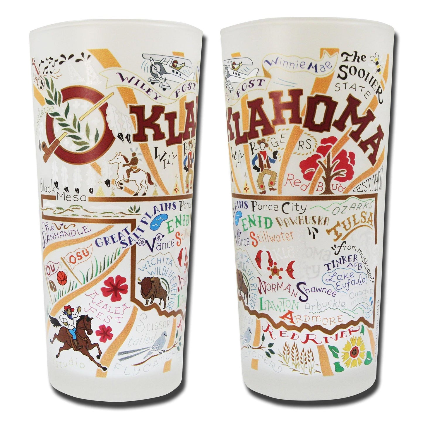 Oklahoma Frosted Drinking Glass