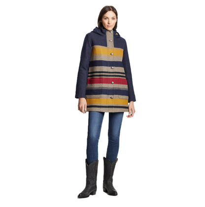 Pendleton Women's Camp Stripe Wool Parka - Navy Bridger Stripe