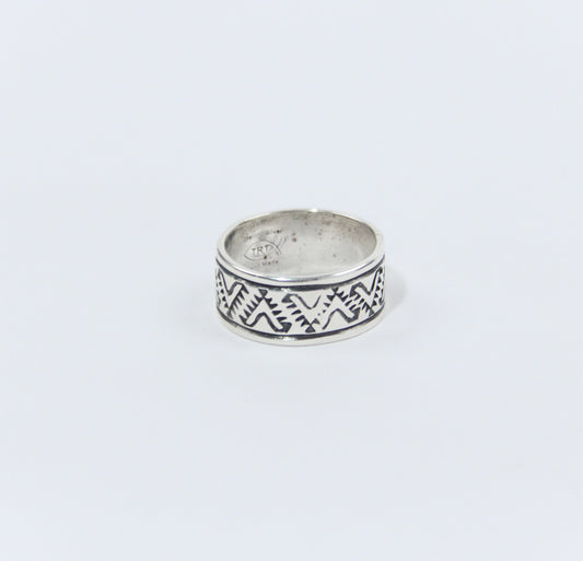Teller Patterned Silver Ring