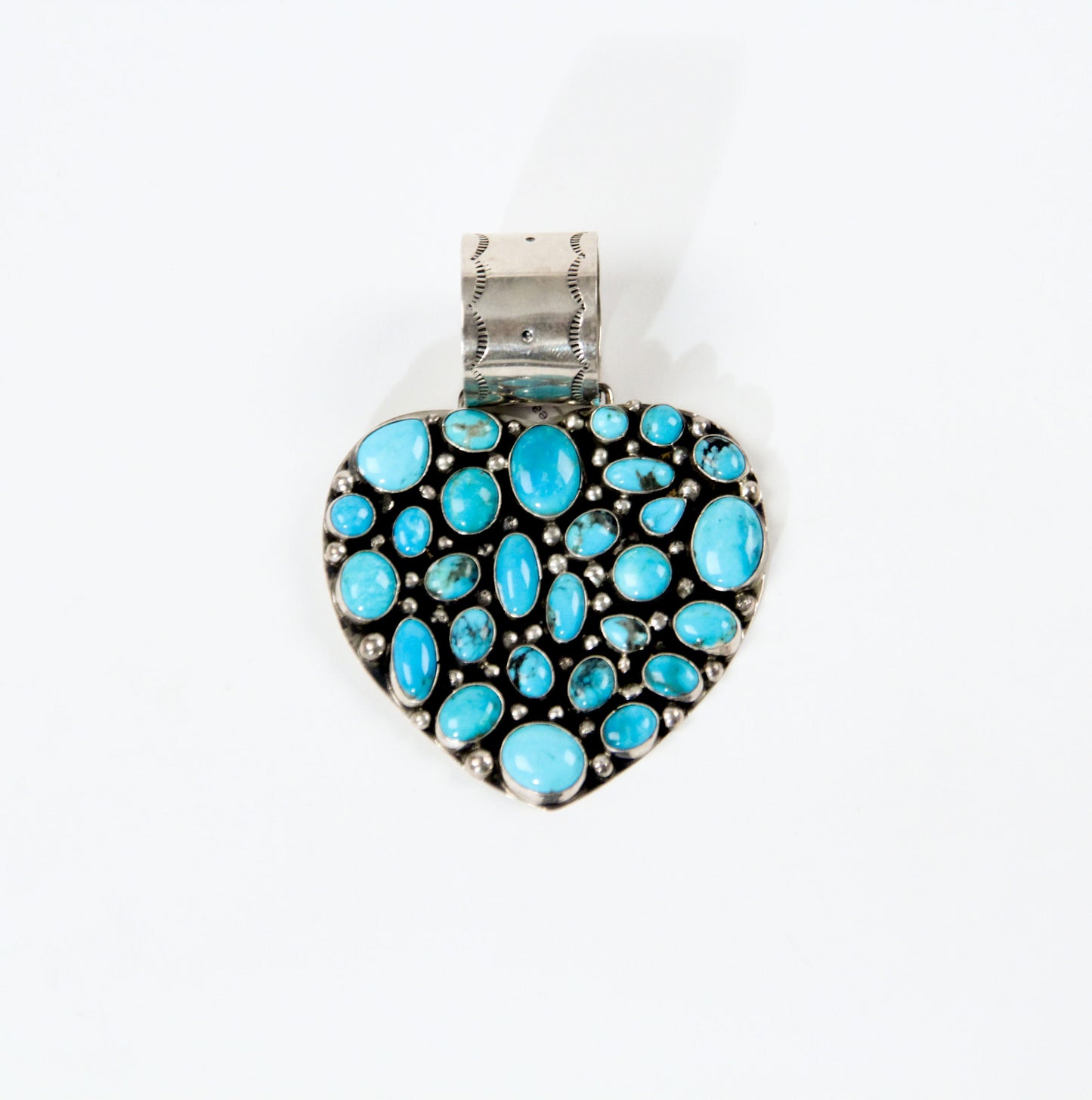 Turquoise heart pendant Rocki Gorman bold statement jewelry women western southwestern blue